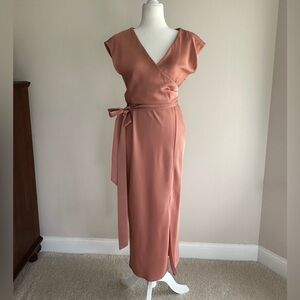 Elegant Rose Gold FauxWrap Dress
